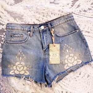 Chelsea & Violet Embroidered Cut Off Shorts